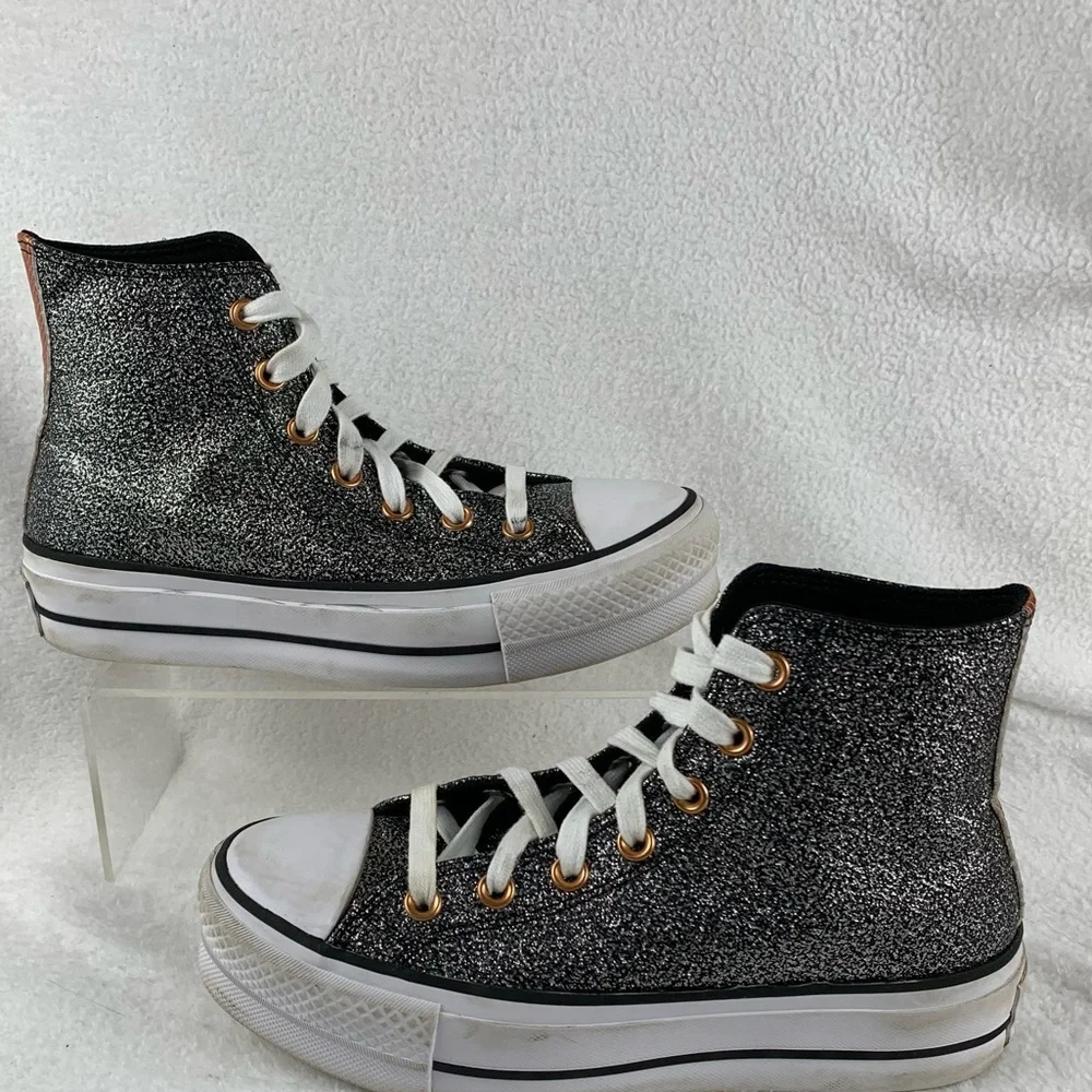 Converse Chuck Taylor All Stars Womens 6 Lift Platform High Top Metallic Glitter - Picture 3 of 11